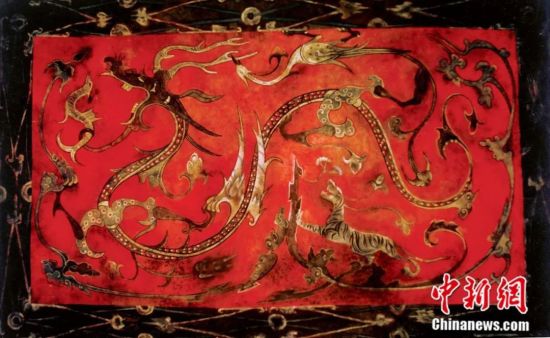 位于梁共王陵墓室顶部的《四神云气图》彩绘壁画。芒砀山旅游区供图